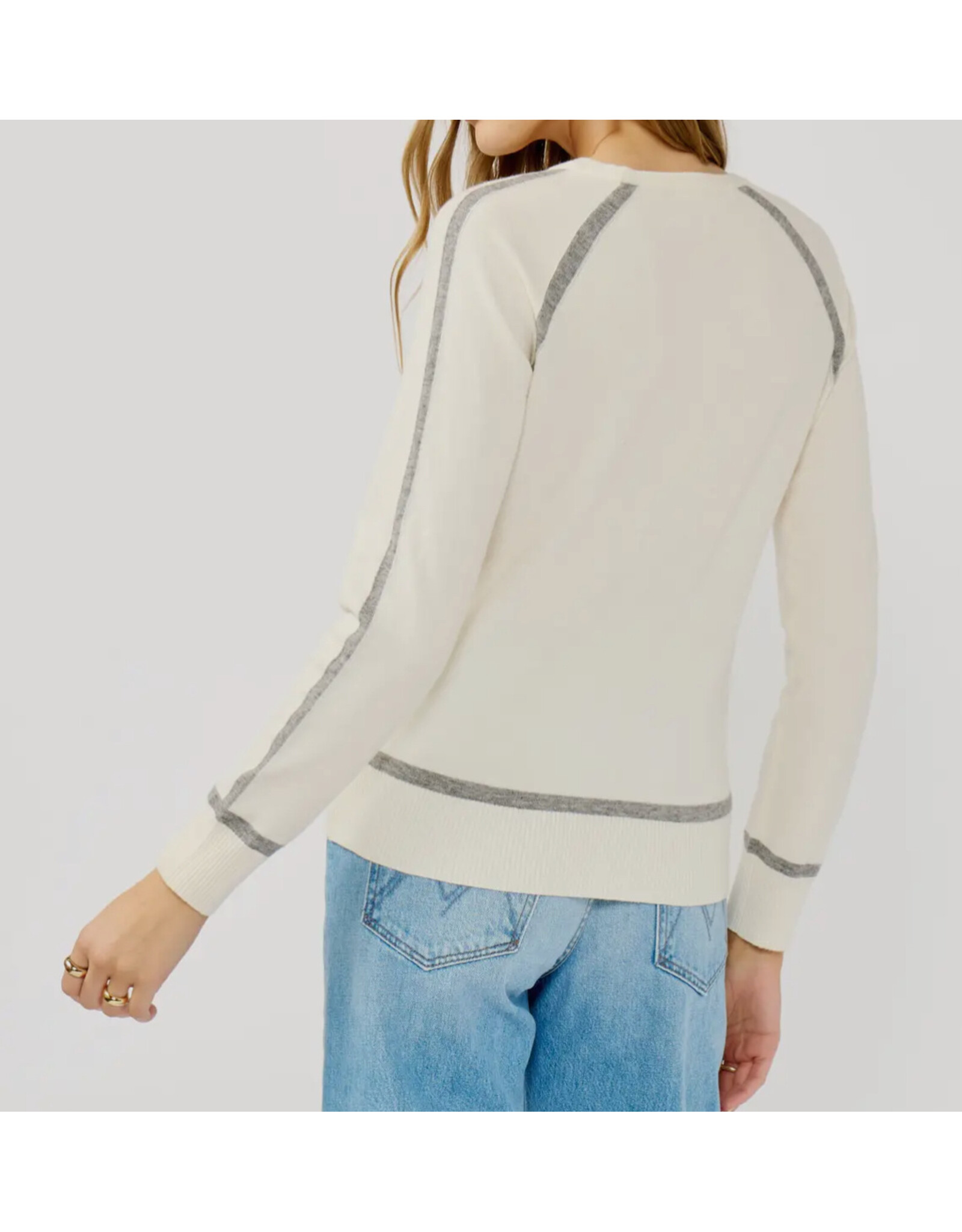 Lovestitch Cream/Gray Contrast Stitch Crew