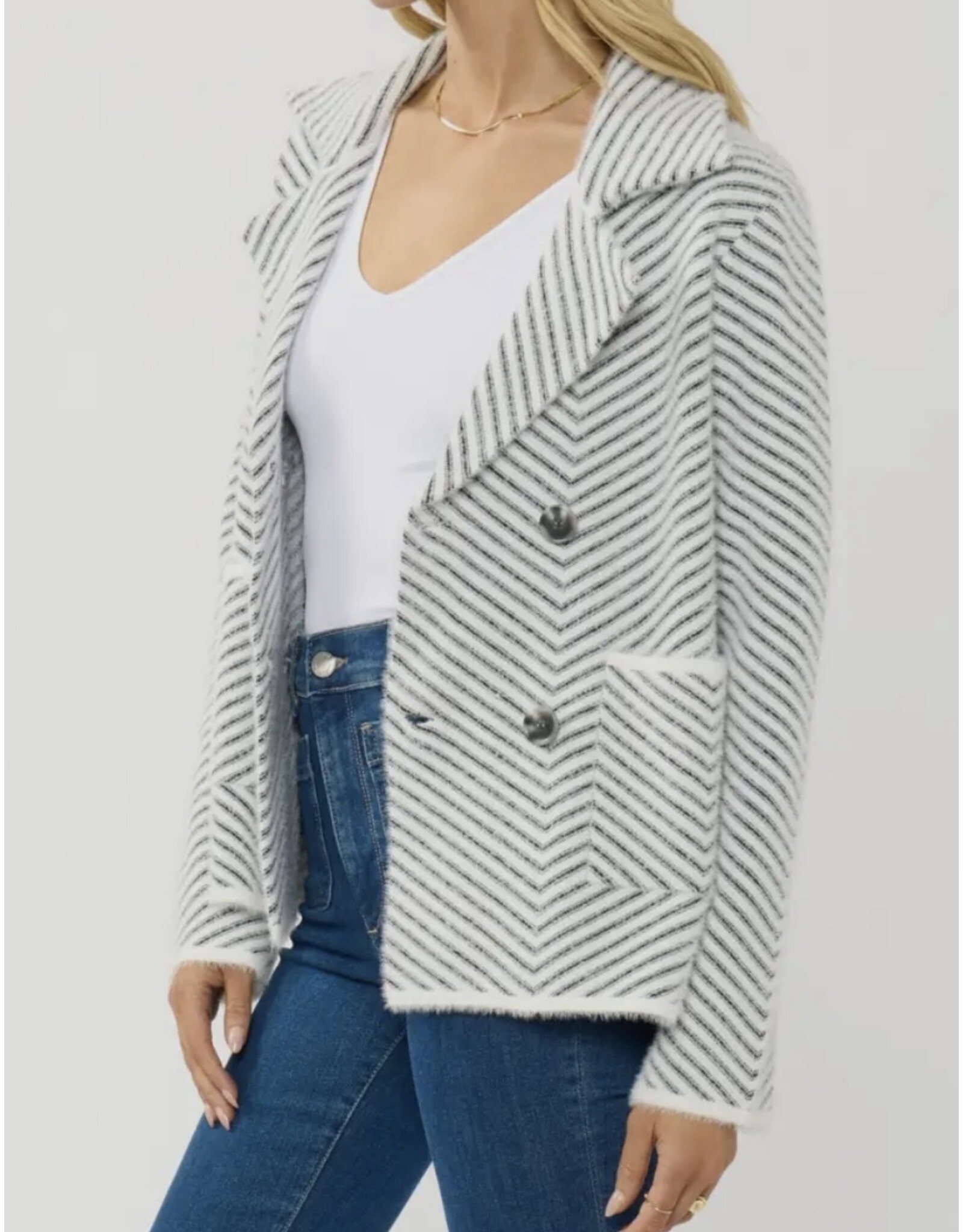 Lovestitch Chevron stripe button up sweater