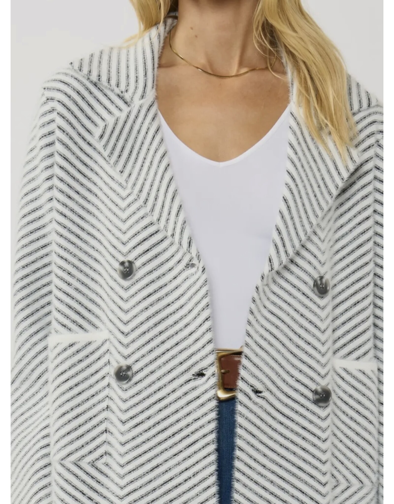 Lovestitch Chevron stripe button up sweater