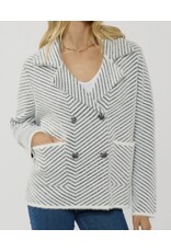 Lovestitch Chevron stripe button up sweater