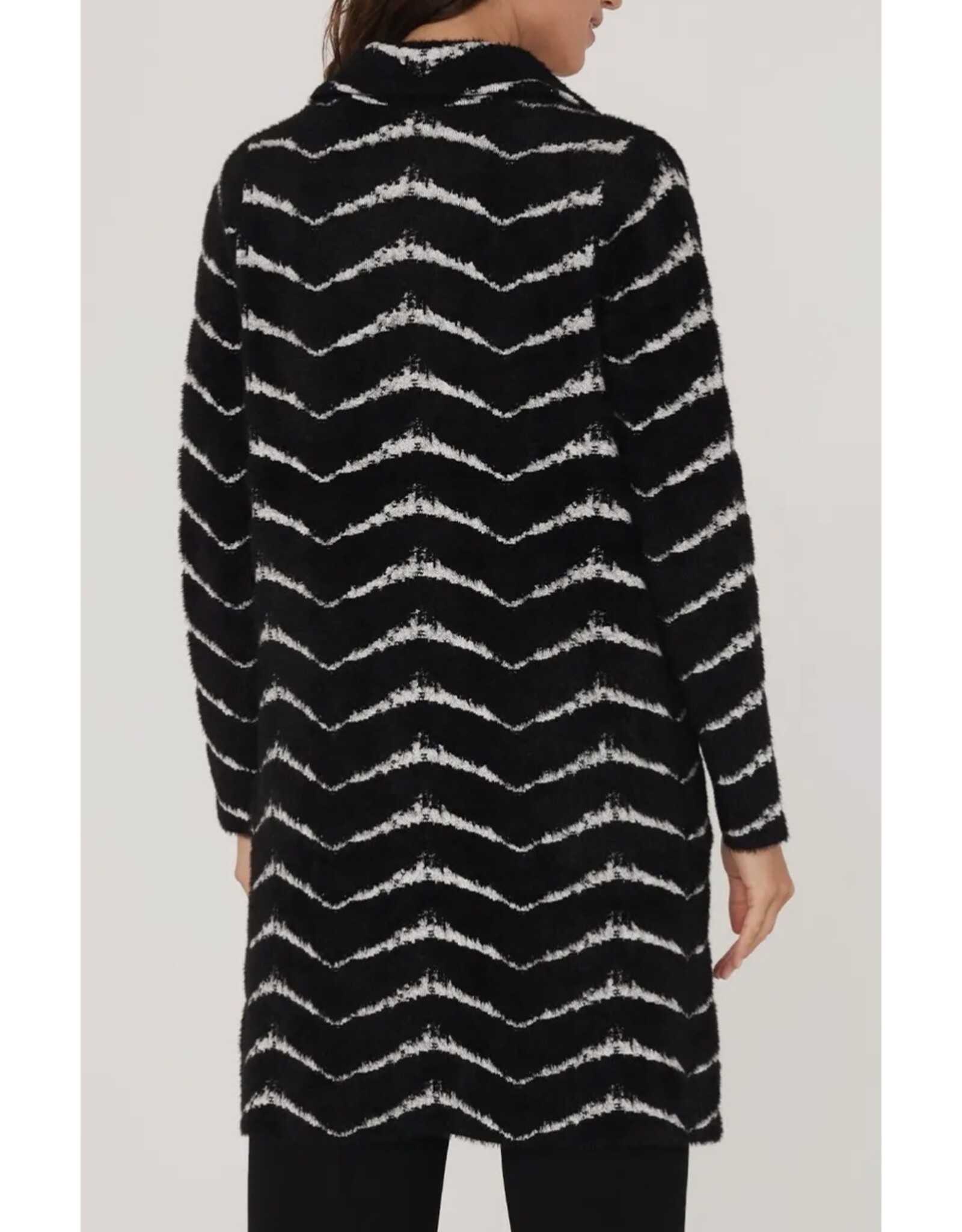 Fuzzy Chevron Long Cardigan Jacket