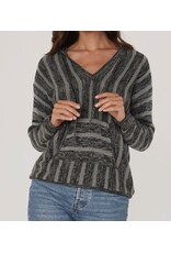 Grey Striped Hooded Pullover
