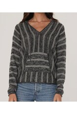 Grey Striped Hooded Pullover