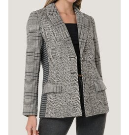 Plaid Patchwork Single-Breasted Blazer