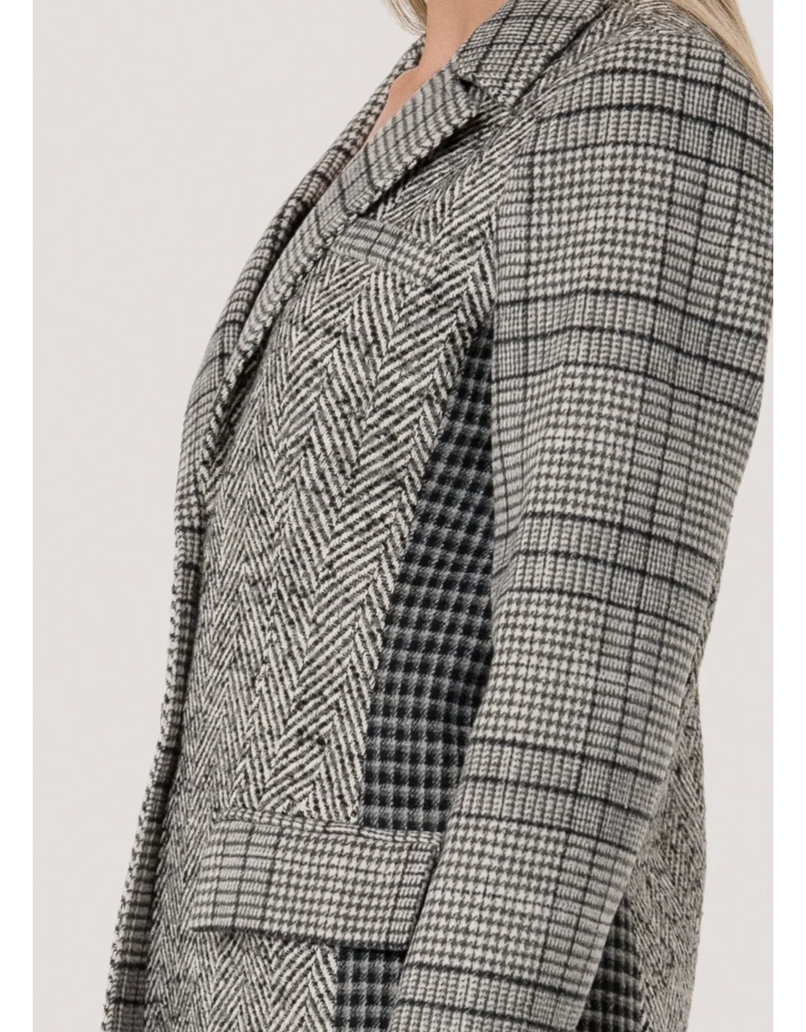 Plaid Patchwork Single-Breasted Blazer