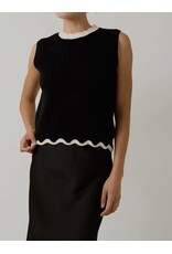 sunday edition Scallop Mock Neck Sleeveless Sweater Top