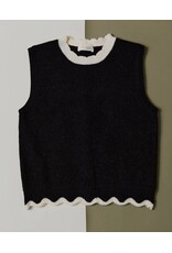sunday edition Scallop Mock Neck Sleeveless Sweater Top