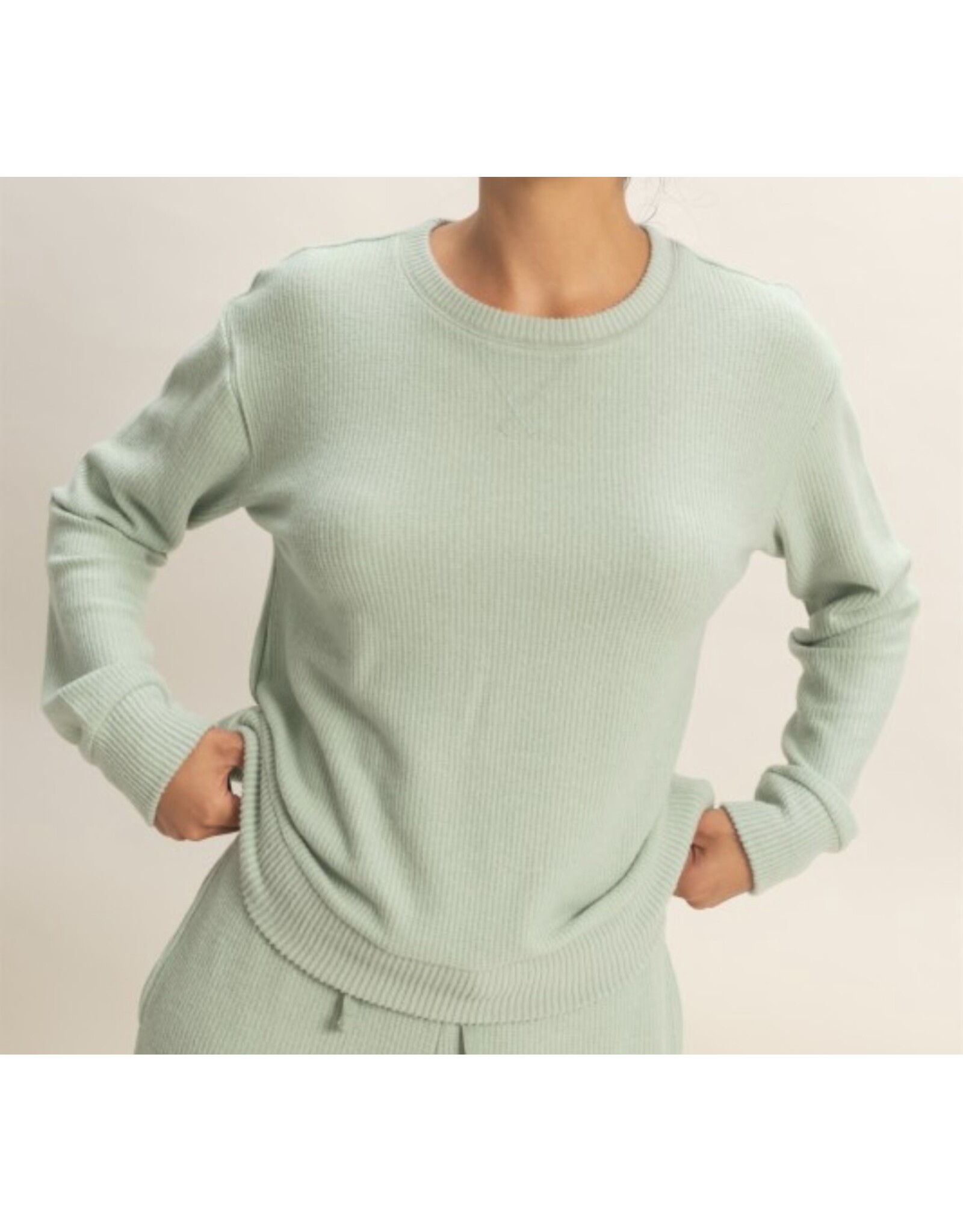 Brushed Waffle Knit L/S Top