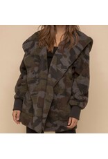 Hem and Thread Camo Sherpa Open Jacket