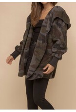 Hem and Thread Camo Sherpa Open Jacket
