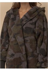 Hem and Thread Camo Sherpa Open Jacket