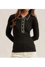 Contrast Stitch Button Down Top