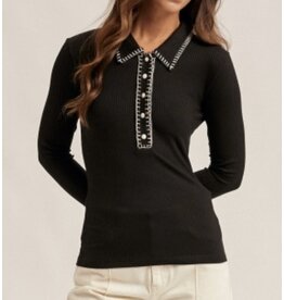 Contrast Stitch Button Down Top