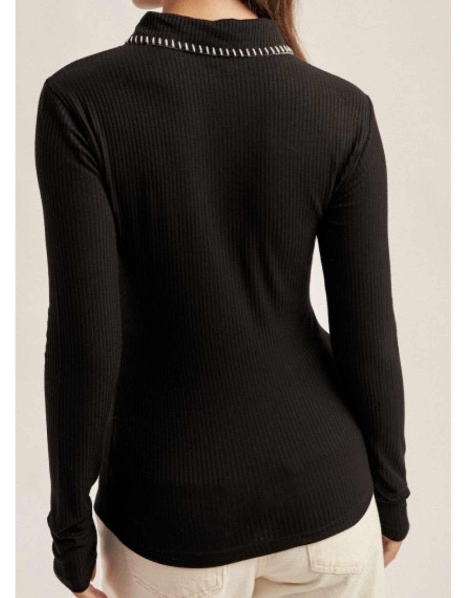 Contrast Stitch Button Down Top