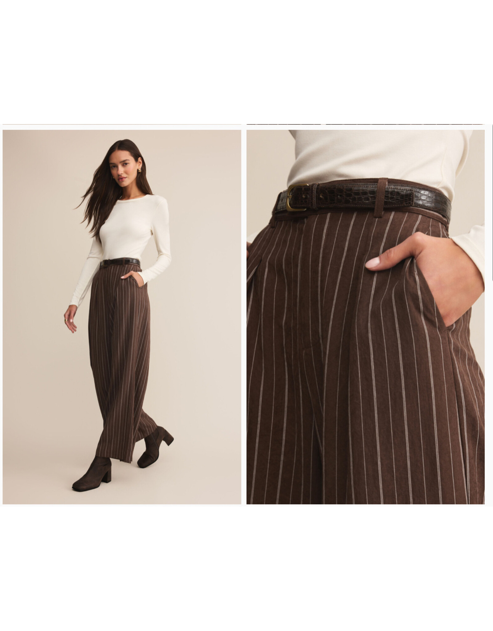 ZSupply ZSupply Alma Pinstripe Chocolate Cherry Pants