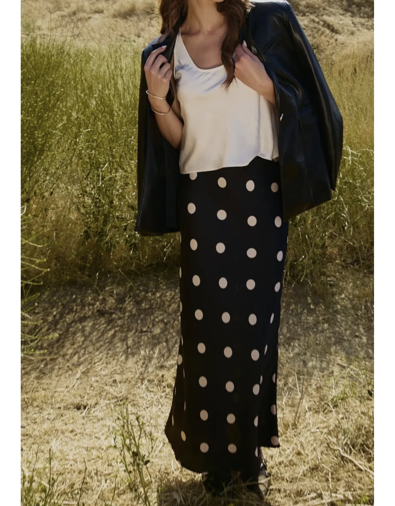 sunday edition Polka Dot Satin Midi Skirt