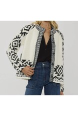 Tribal Pattern Textured Knit Sweater Jacket