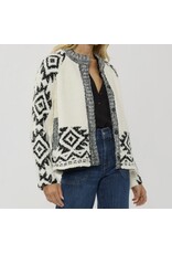 Tribal Pattern Textured Knit Sweater Jacket
