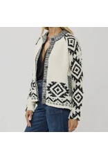 Tribal Pattern Textured Knit Sweater Jacket
