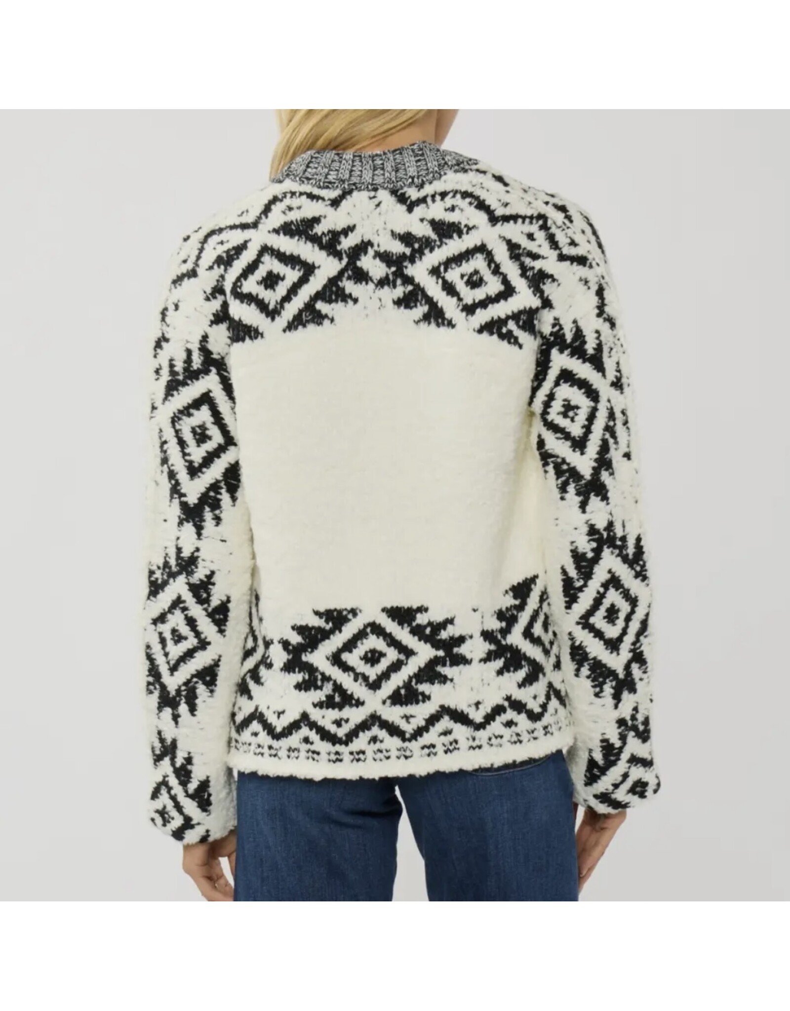 Tribal Pattern Textured Knit Sweater Jacket