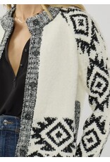 Tribal Pattern Textured Knit Sweater Jacket