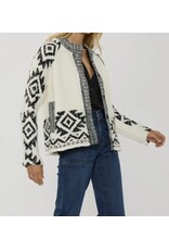 Tribal Pattern Textured Knit Sweater Jacket
