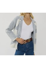 Lovestitch Blue Pattern Double Breasted Sweater
