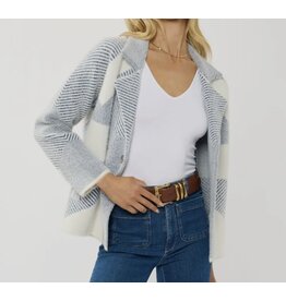 Lovestitch Dusty Blue Pattern Double Breasted Sweater