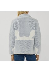 Lovestitch Blue Pattern Double Breasted Sweater