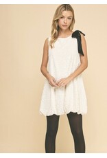 Sequin Mini Dress w/ Bubble Hem & Velvet Bow