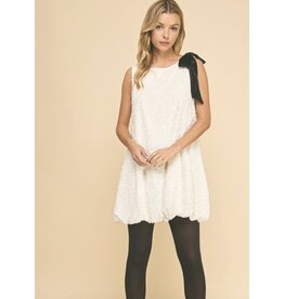 Sequin Mini Dress w/ Bubble Hem & Velvet Bow