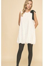 Sequin Mini Dress w/ Bubble Hem & Velvet Bow