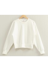 White Double Knit Crew Neck Sweatshirt