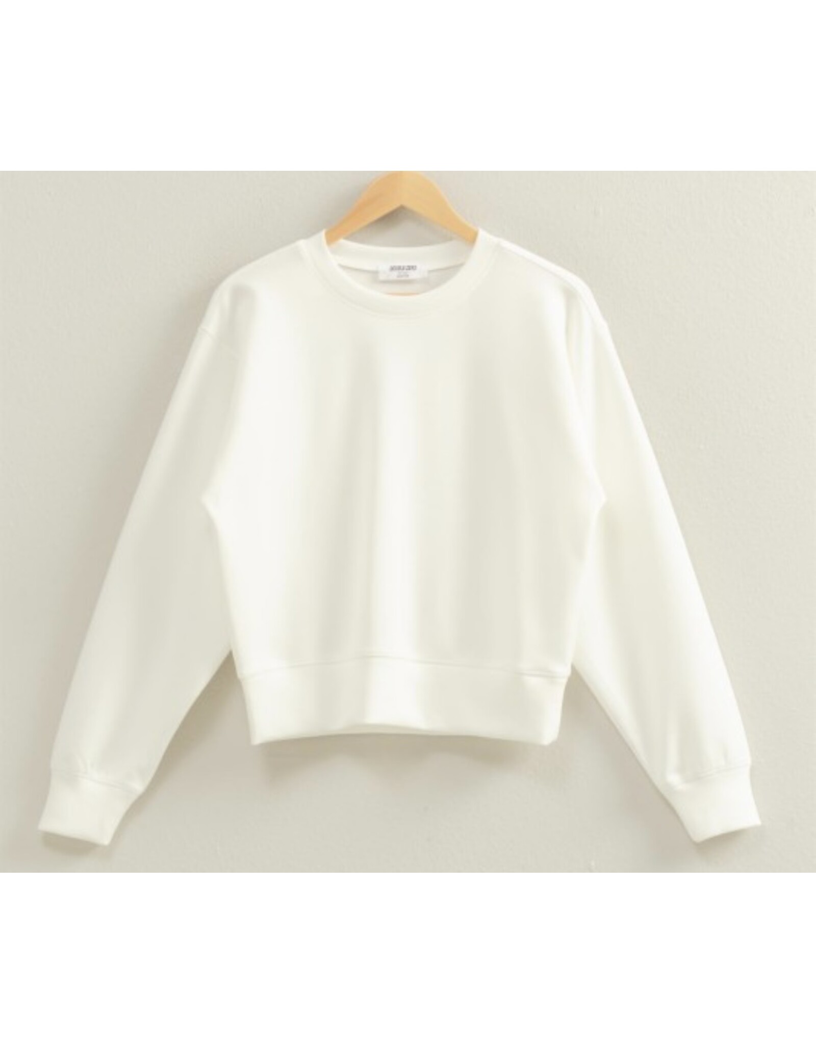 White Double Knit Crew Neck Sweatshirt