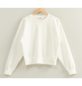 White Double Knit Crew Neck Sweatshirt