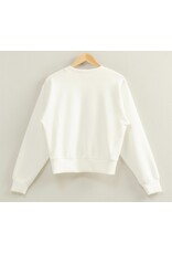White Double Knit Crew Neck Sweatshirt