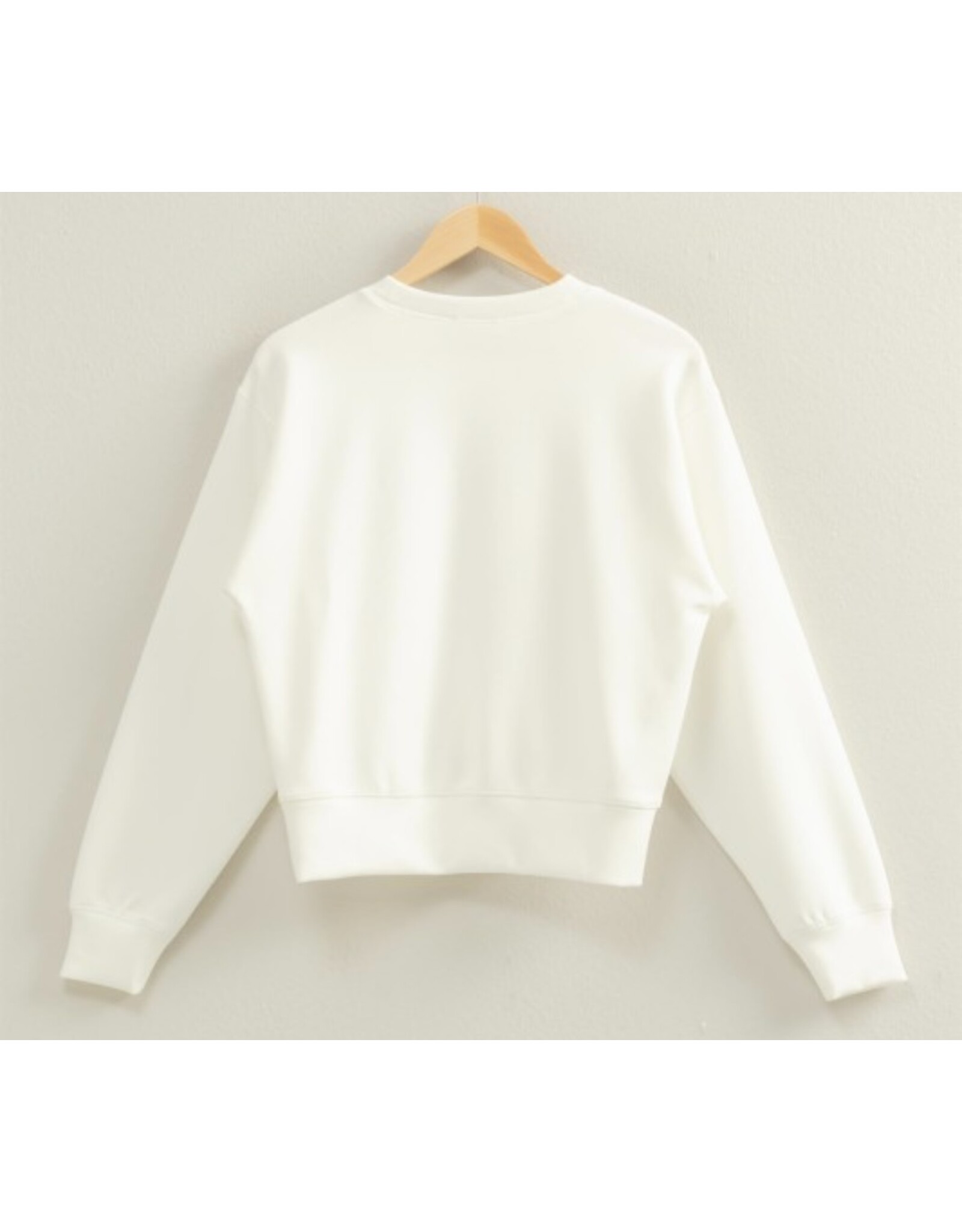 White Double Knit Crew Neck Sweatshirt