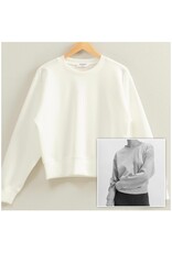 White Double Knit Crew Neck Sweatshirt