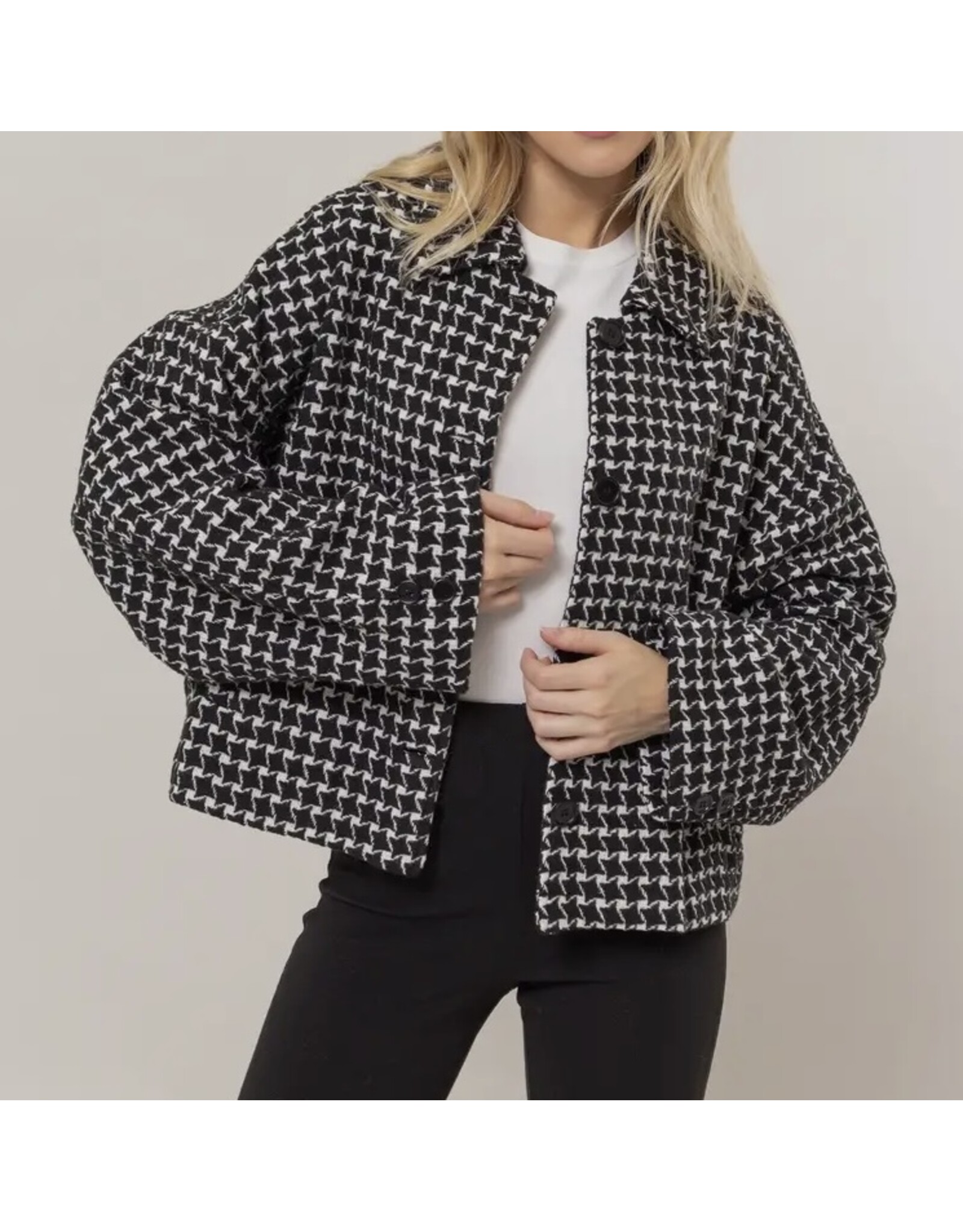 Hyfve Tweed Plaid Oversized Jacket