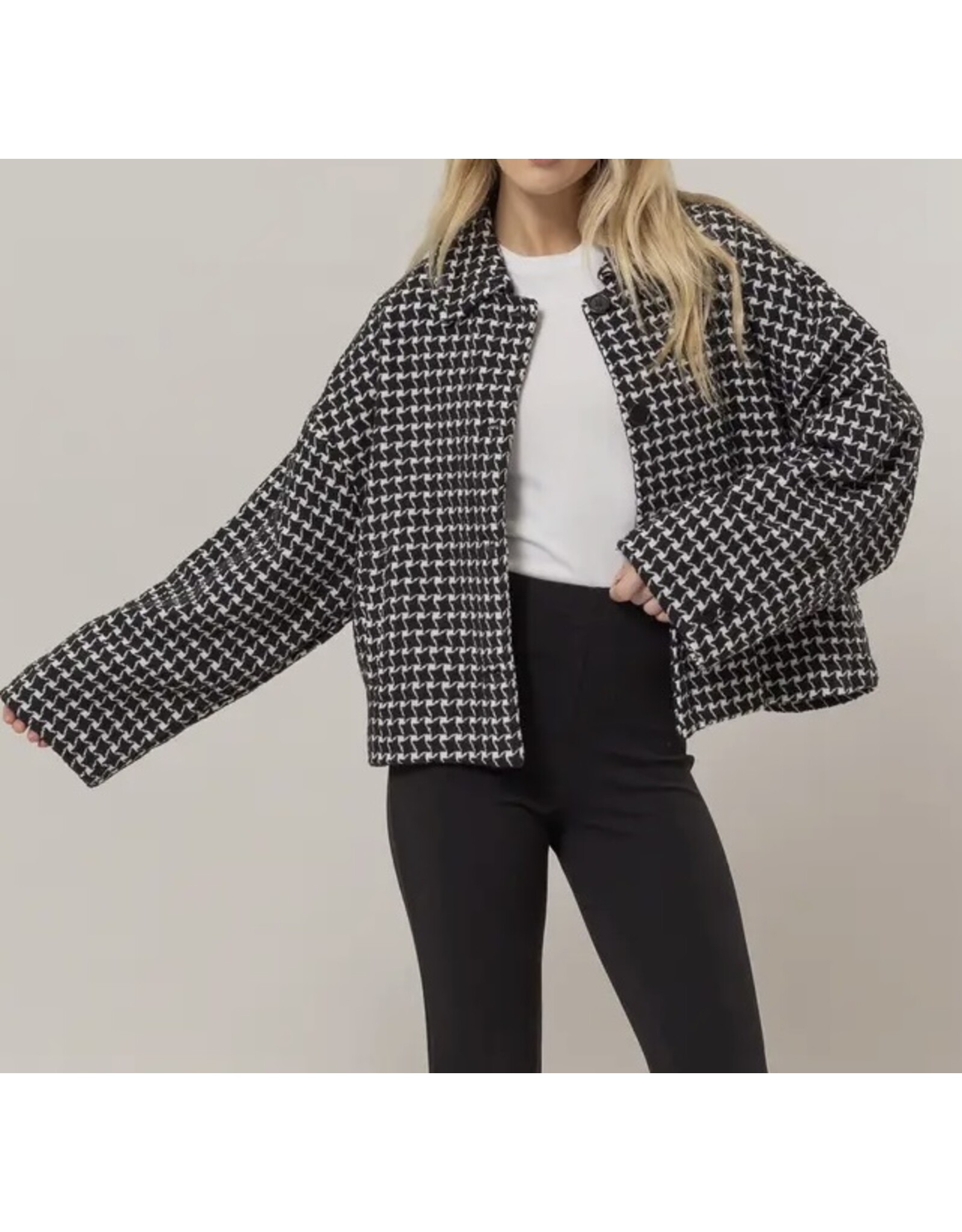 Hyfve Tweed Plaid Oversized Jacket
