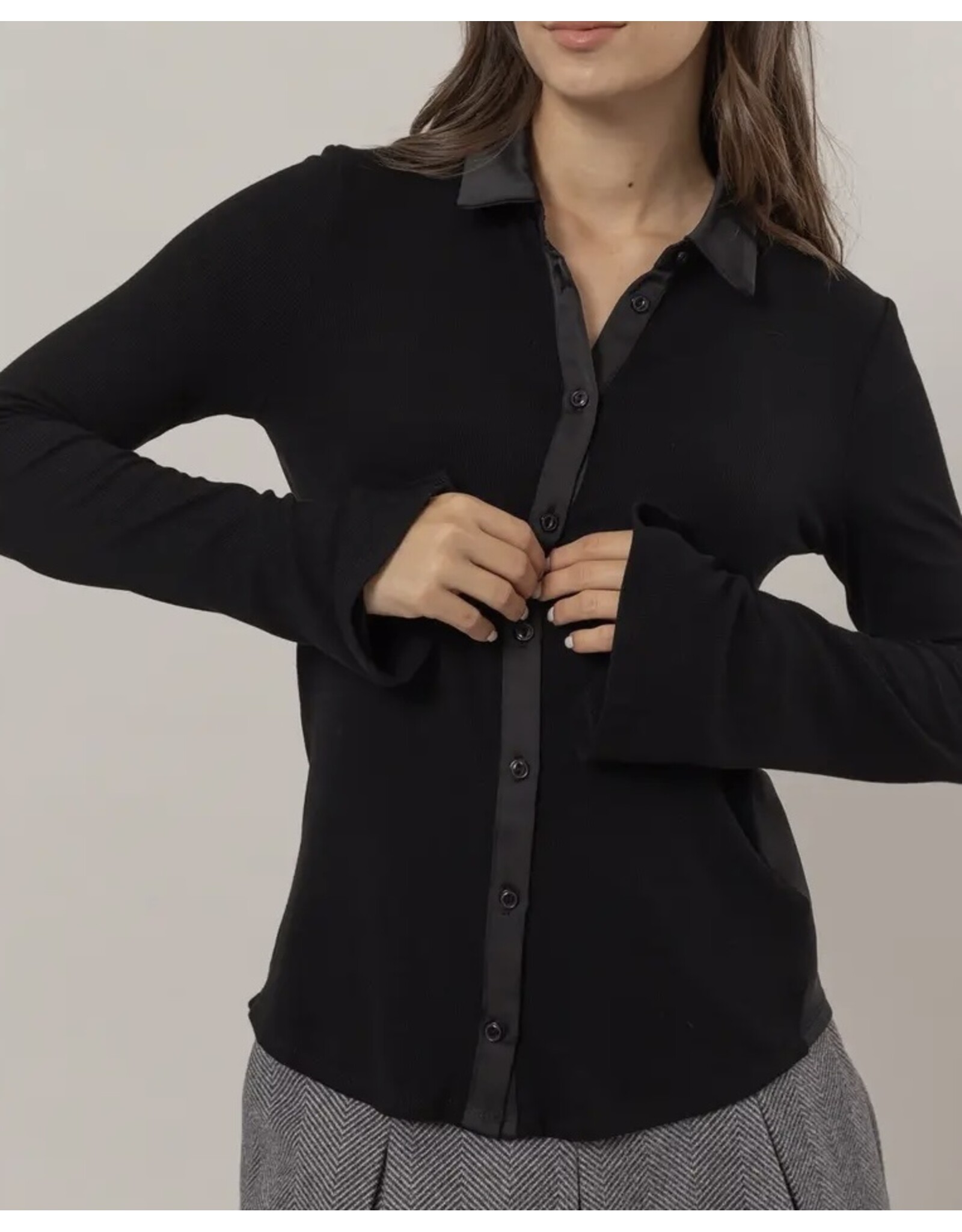 Hyfve Knit Shirt w/ Button Placket