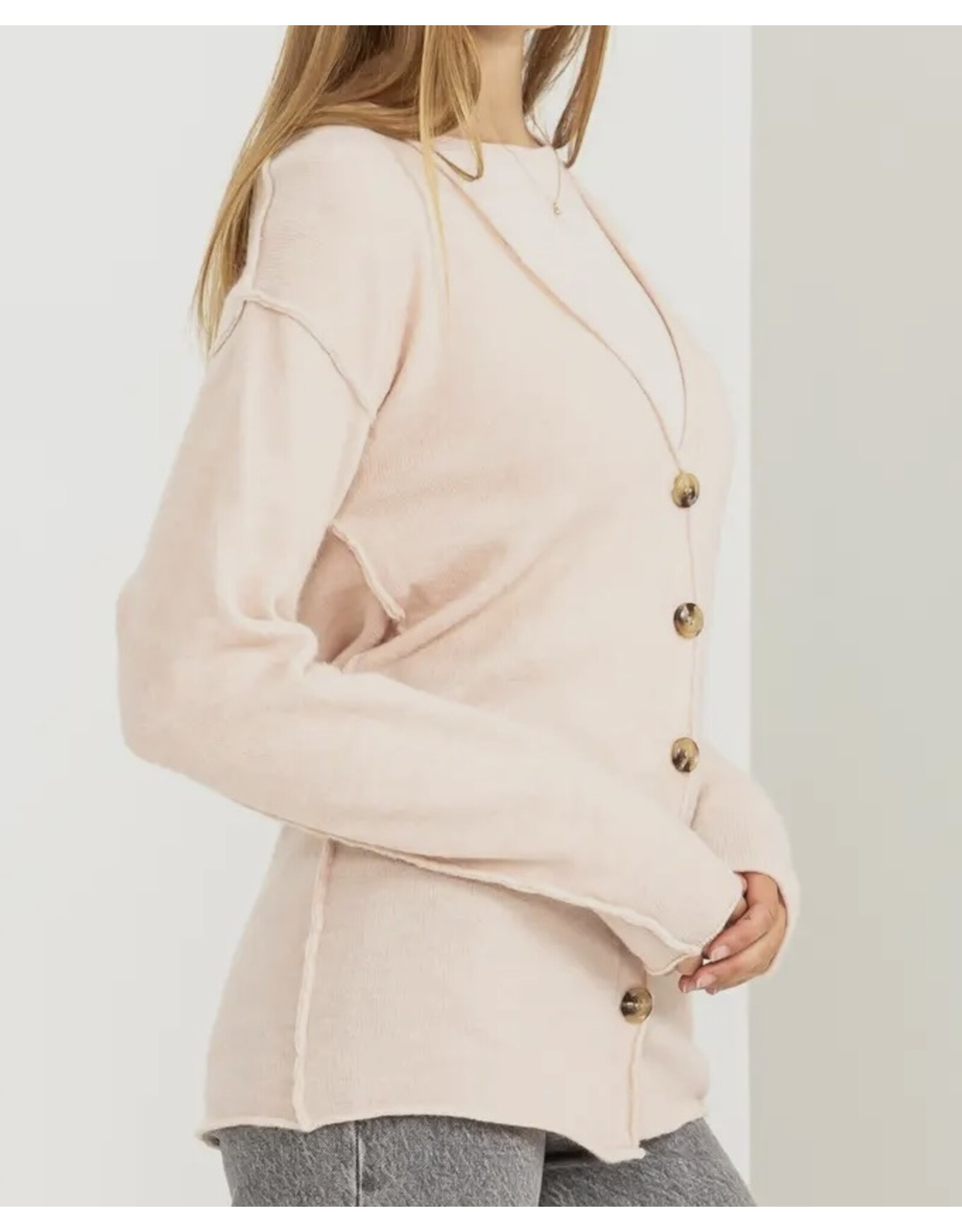 Hyfve Pale Pink Deep V-Neck Cardigan