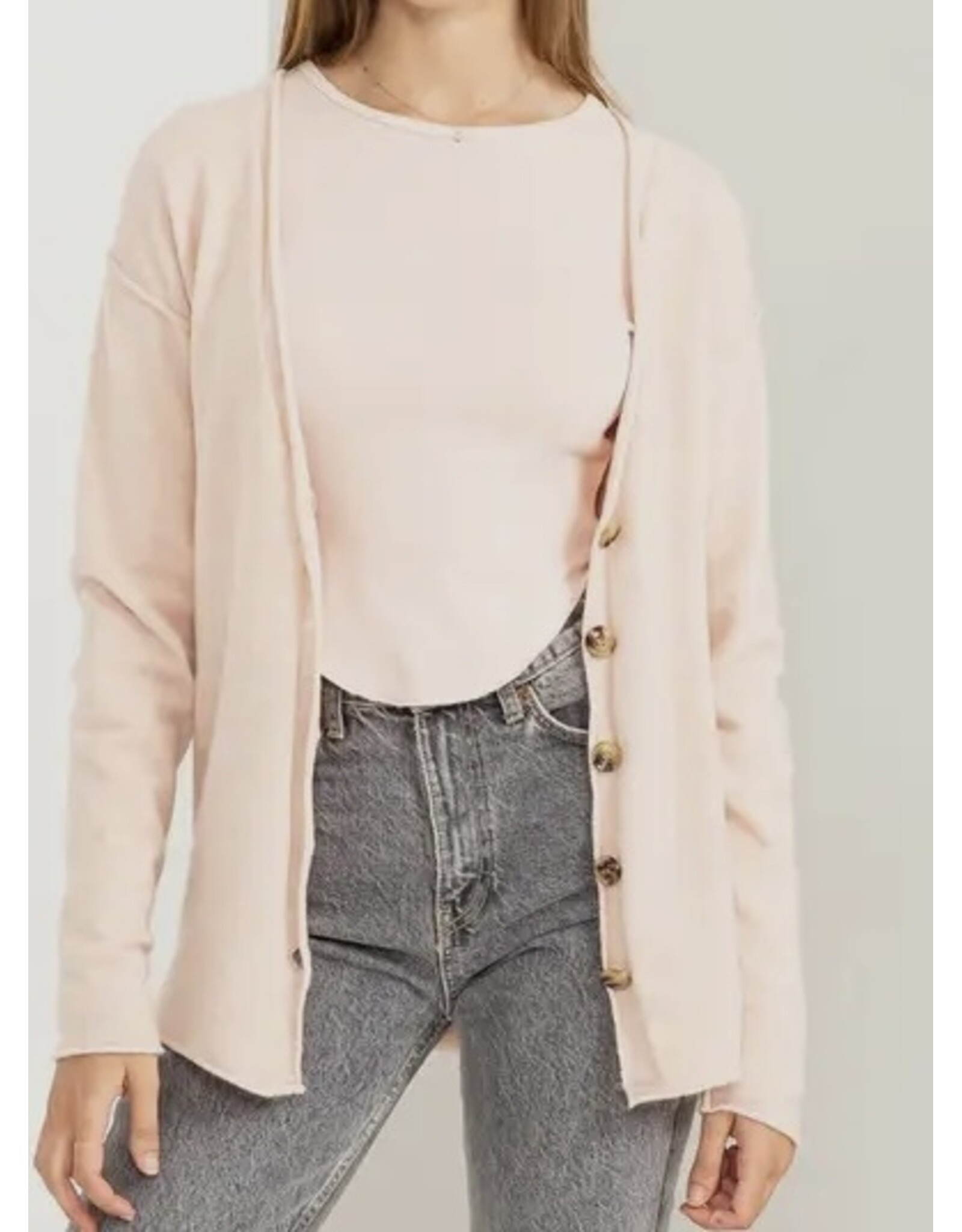 Hyfve Pale Pink Deep V-Neck Cardigan