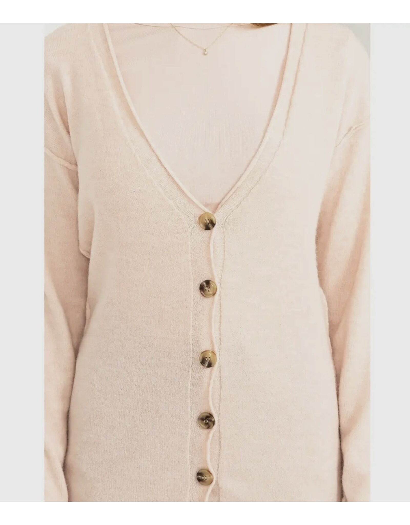 Hyfve Pale Pink Deep V-Neck Cardigan