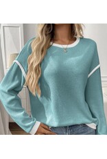 LATA Long Sleeve Crewneck Knit Pullover