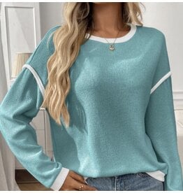 LATA Long Sleeve Crewneck Knit Pullover