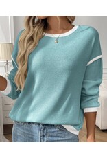 LATA Long Sleeve Crewneck Knit Pullover