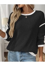 LATA Long Sleeve Crewneck Knit Pullover