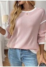 LATA Long Sleeve Crewneck Knit Pullover