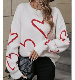 suhkasa White w/ Red Heart Sweater